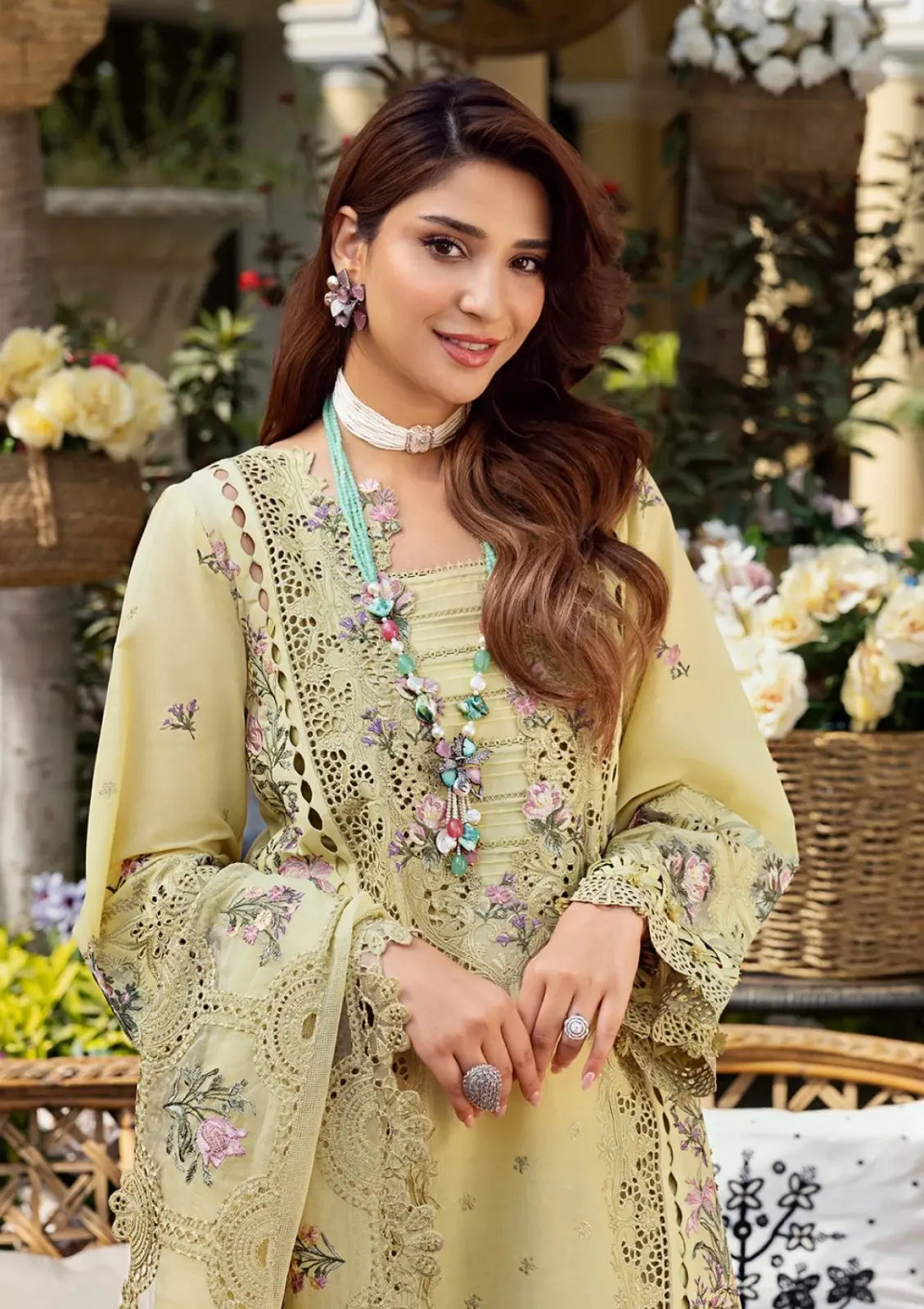 Elaf Yellow Luxury Dhanak Collection - HS - 0122