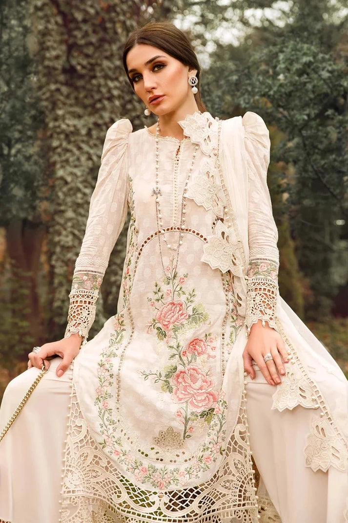 Maria.B Dhanak Embroidered 3 Piece Unstitched - HS - 0136