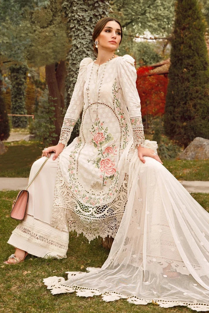 Maria.B Dhanak Embroidered 3 Piece Unstitched - HS - 0136