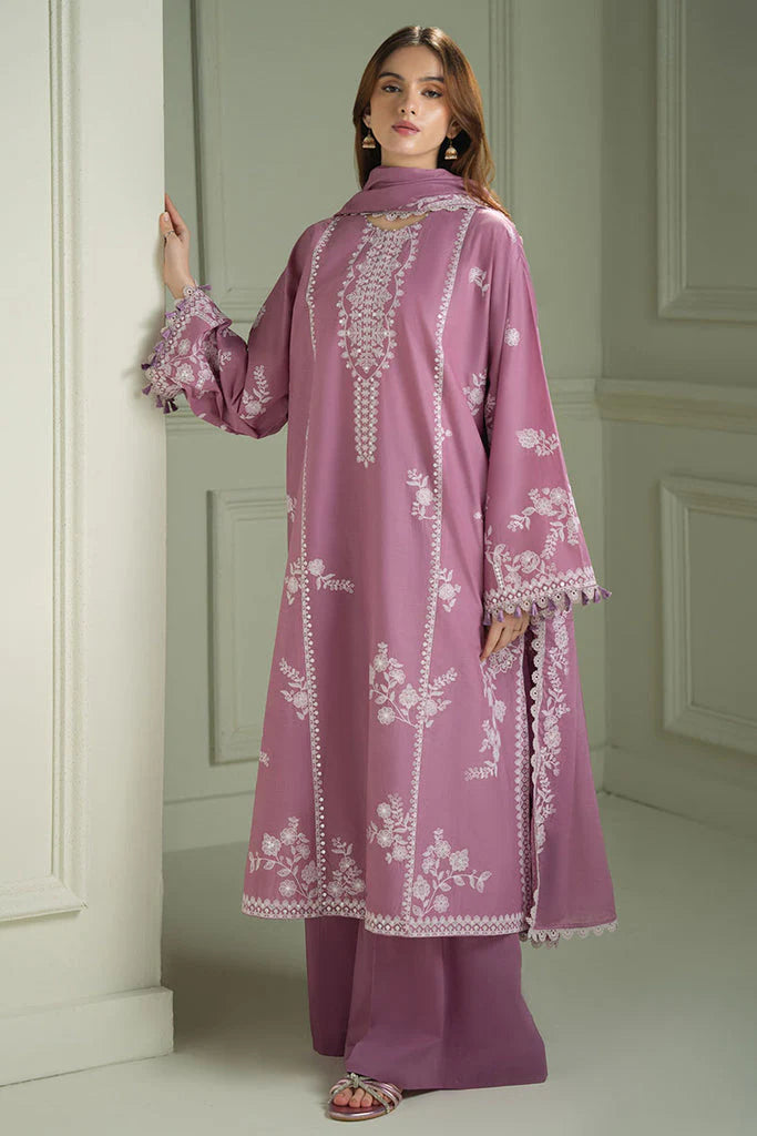 ORCHID GLAZE- 3PC EMBROIDERED DHANAK SUIT - HS - 0116