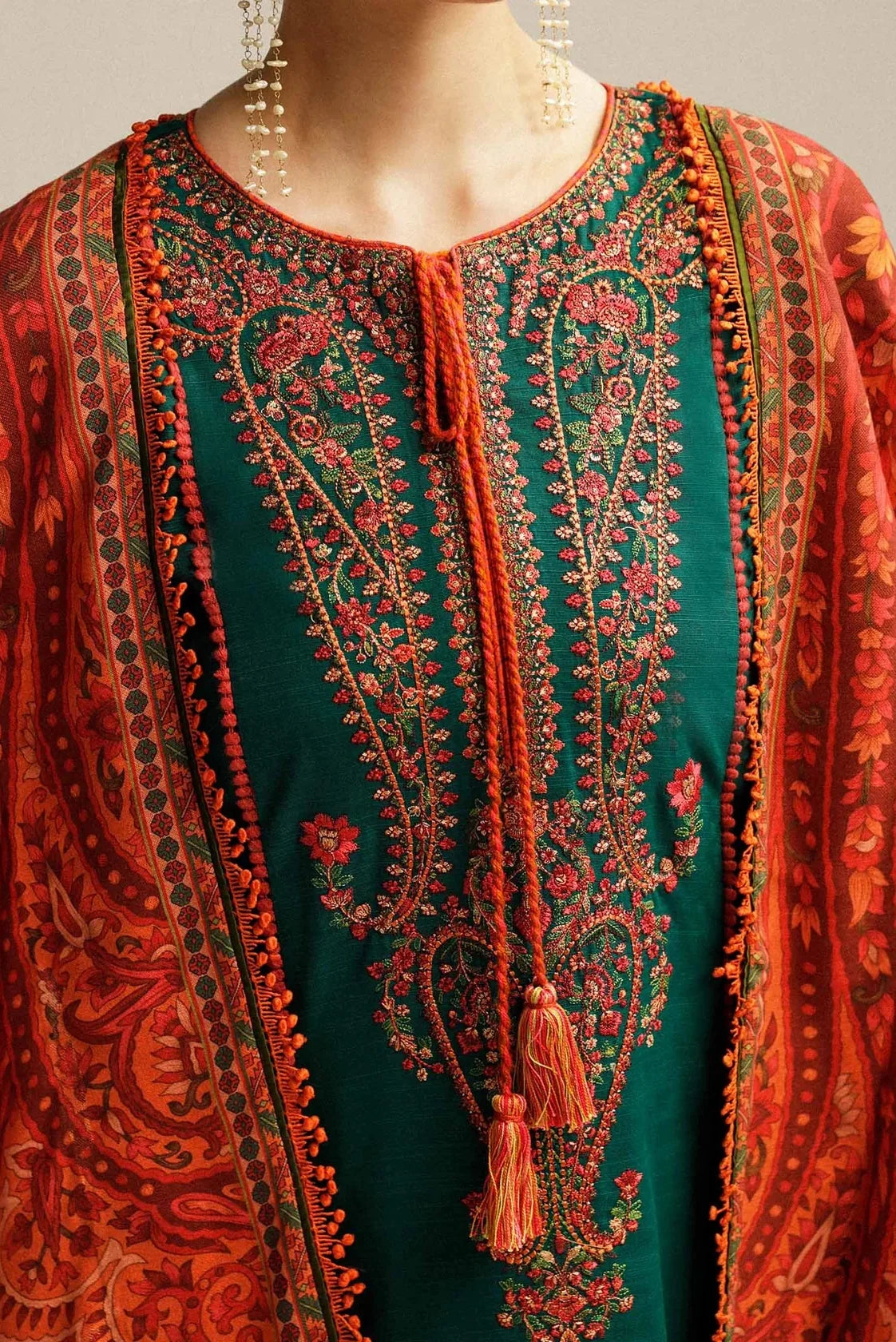 Hussain Rehar - Luxury Dhanak Embroidered Unstitched 3 Piece - Marjaan - HS - 0102