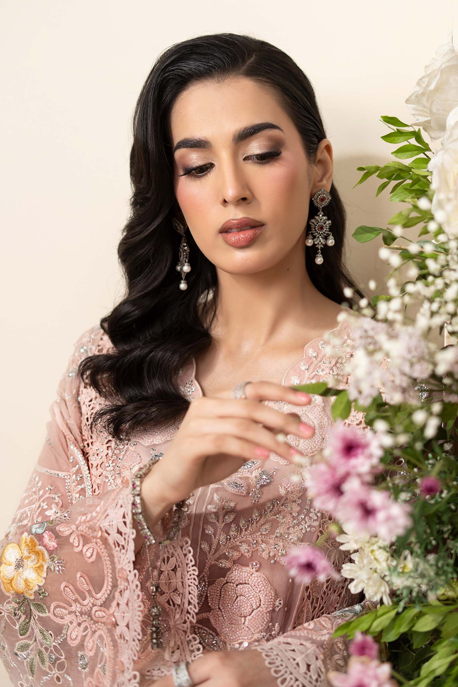 3 Piece Embroidered Chiffon Suit - HS - 0103