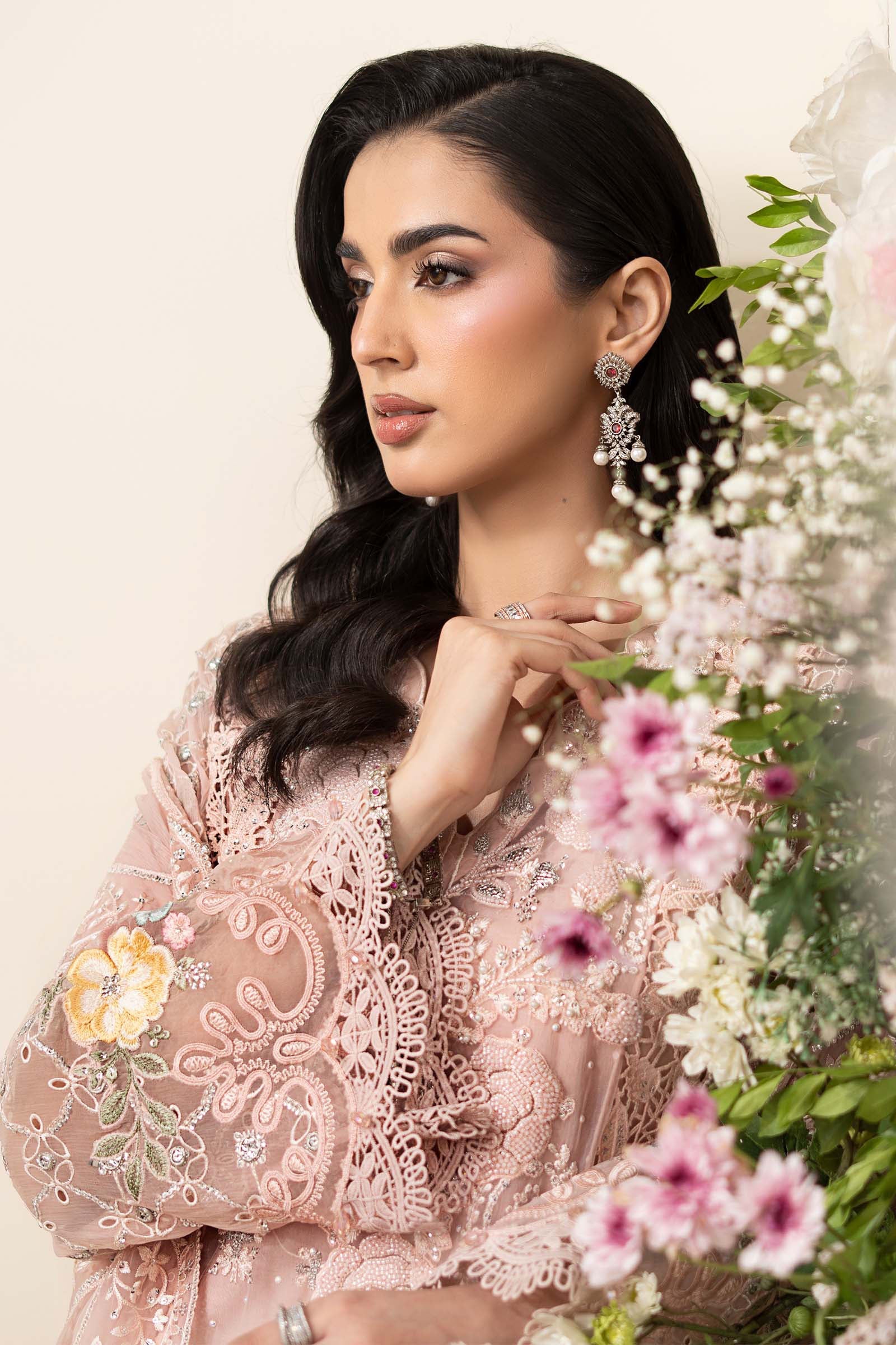 3 Piece Embroidered Chiffon Suit - HS - 0103