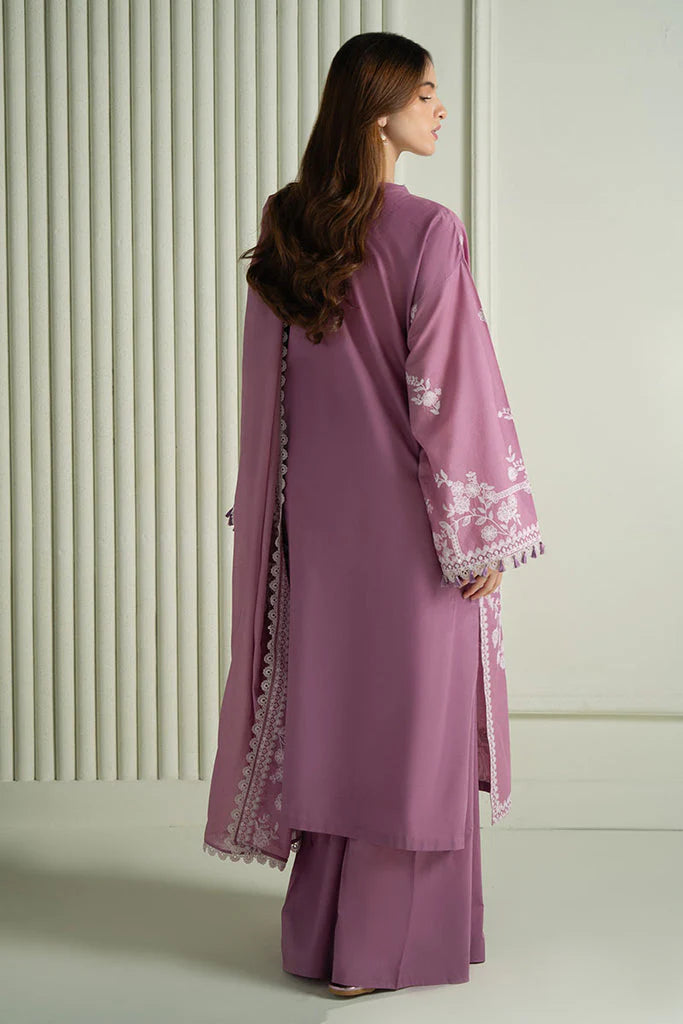ORCHID GLAZE- 3PC EMBROIDERED DHANAK SUIT - HS - 0116