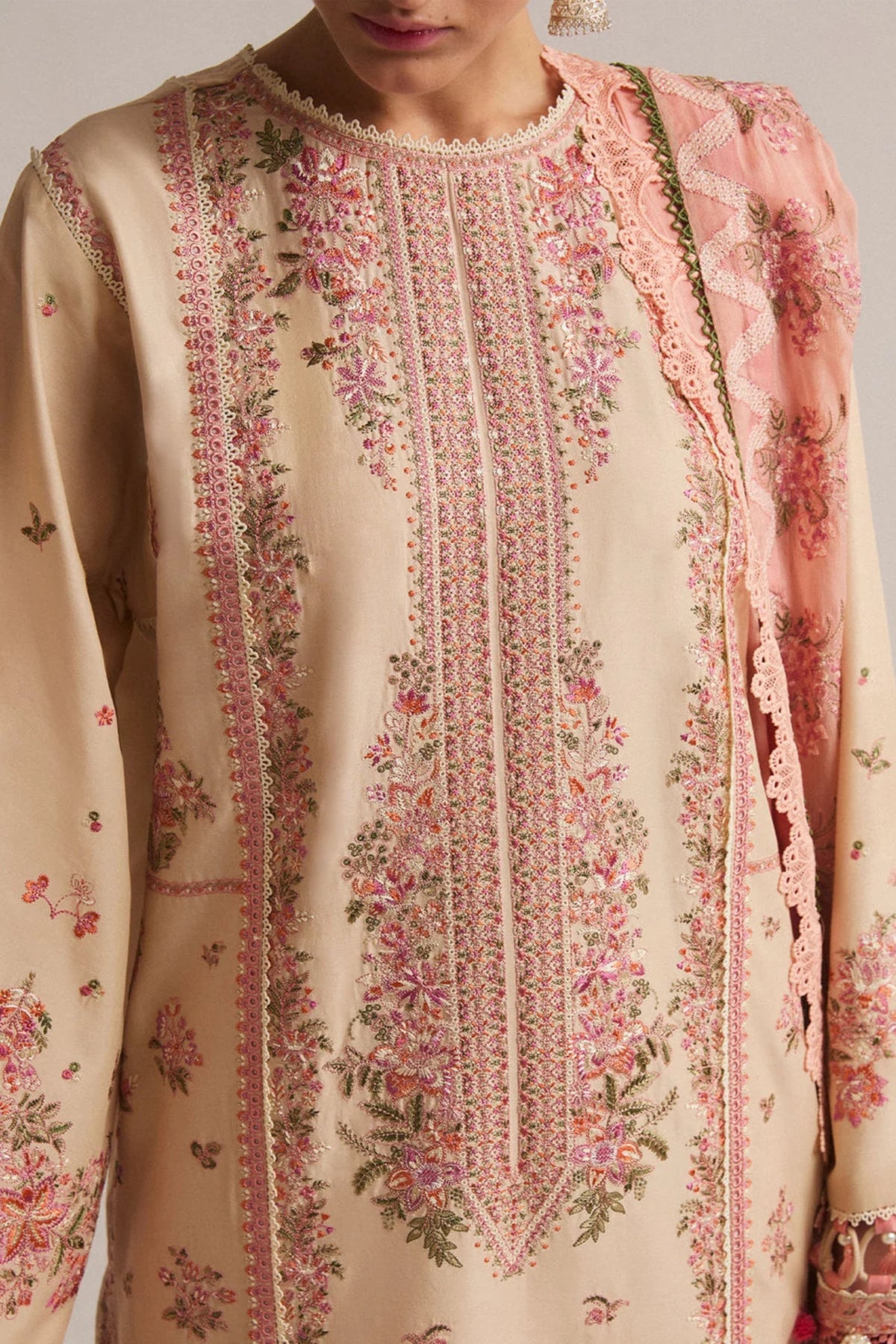 Hussain Rehar 3PC Embroidered Dhanak Suit with Printed Chiffon Dupatta - HS - 0106