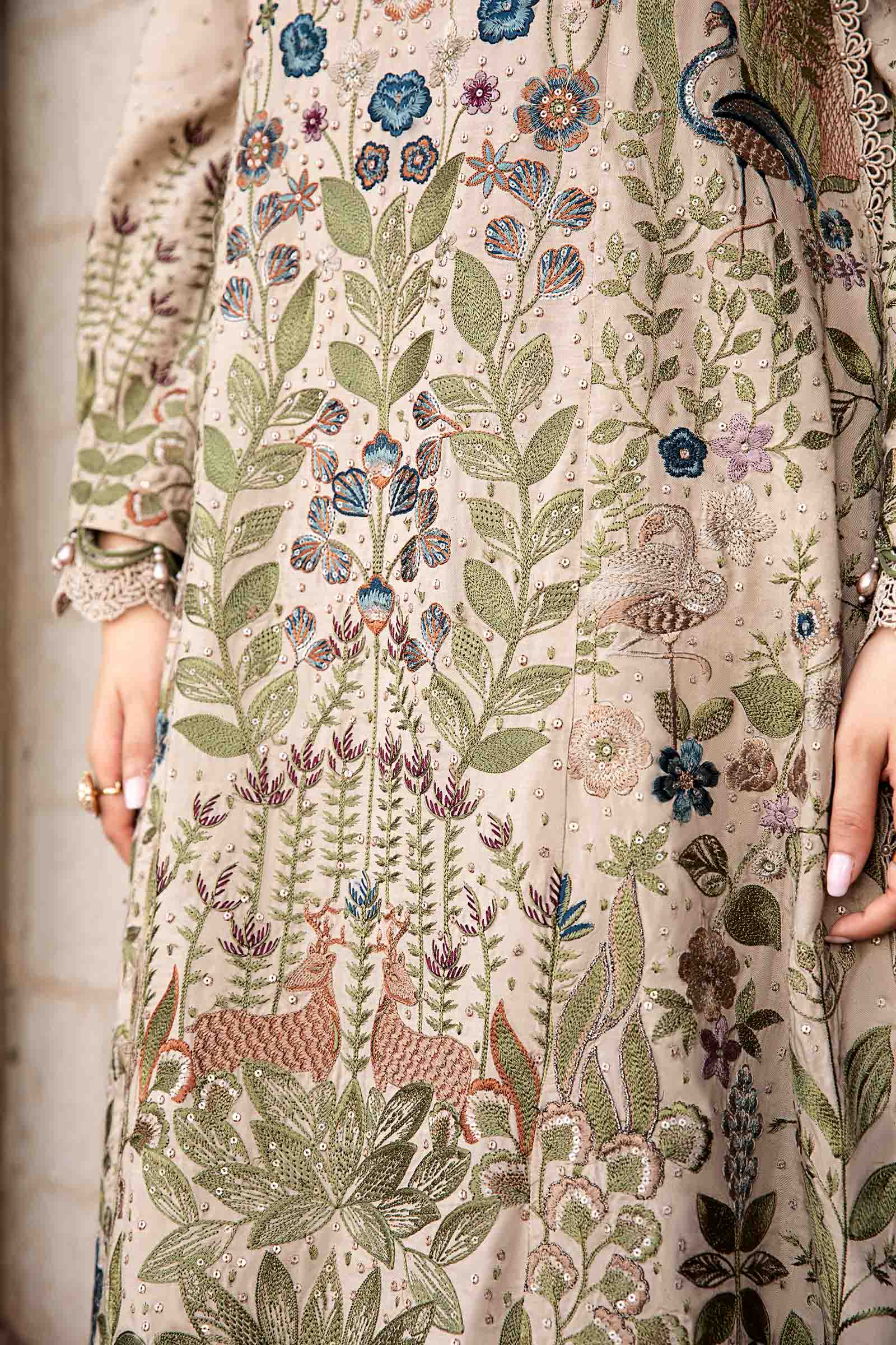 3 Piece Unstitched Embroidered Dhanak Suit - HS - 0100