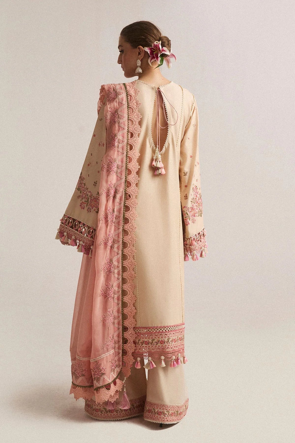 Hussain Rehar 3PC Embroidered Dhanak Suit with Printed Chiffon Dupatta - HS - 0106