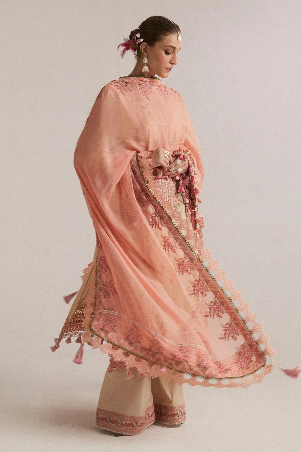 Hussain Rehar 3PC Embroidered Dhanak Suit with Printed Chiffon Dupatta - HS - 0106