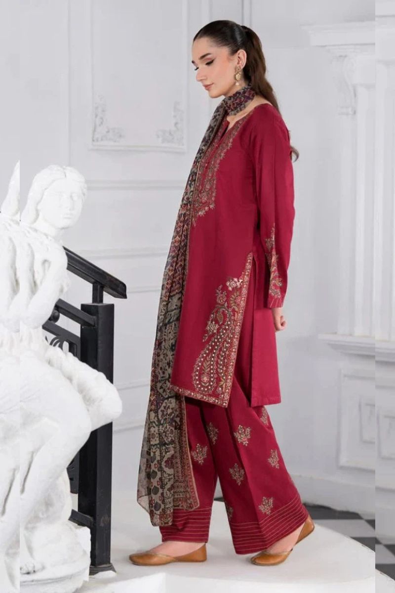 ABIRA – 3 Piece Embroidered Lawn Suit – HS – 075