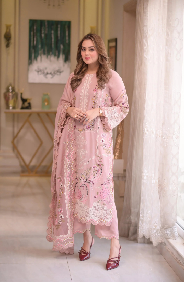 Aneelas - 3PC Luxury Lawn Embroidered Suit - HS-048