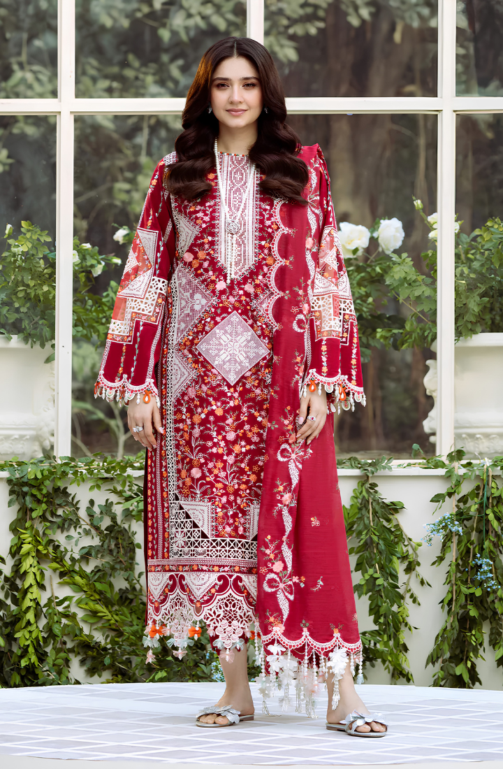 BIN ILYAS - 3PC Luxury Lawn Embroidered Suit - USME-017024