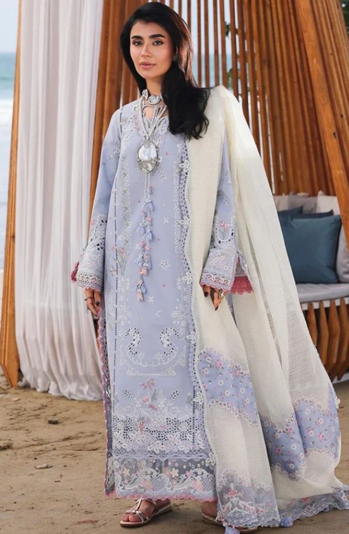 BLUE ICE – 3 Piece Embroidered Lawn with Dupatta – HS – 071