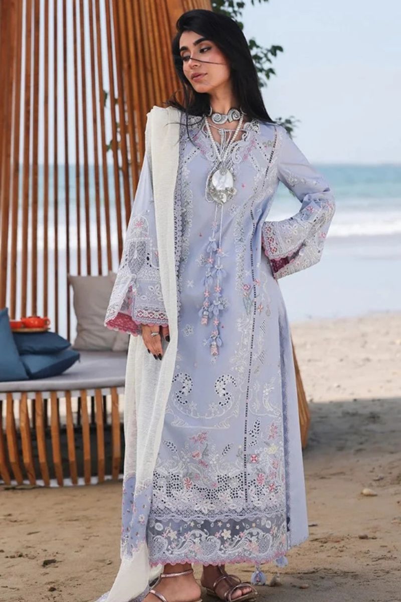 BLUE ICE – 3 Piece Embroidered Lawn with Dupatta – HS – 071