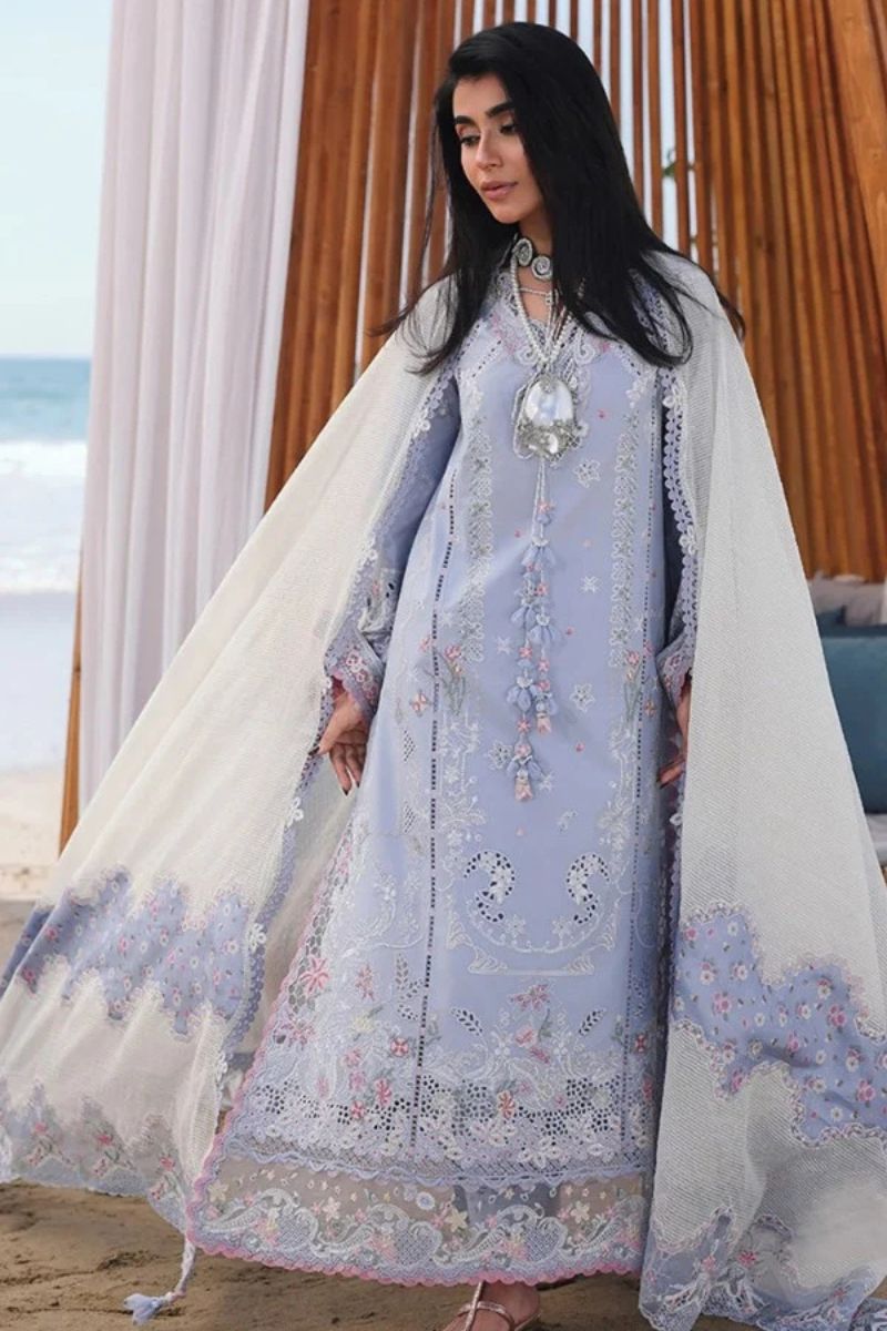 BLUE ICE – 3 Piece Embroidered Lawn with Dupatta – HS – 071