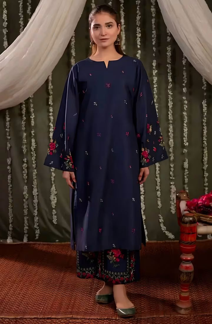 Bright Blue Embroided 2 Pc - HS - 082