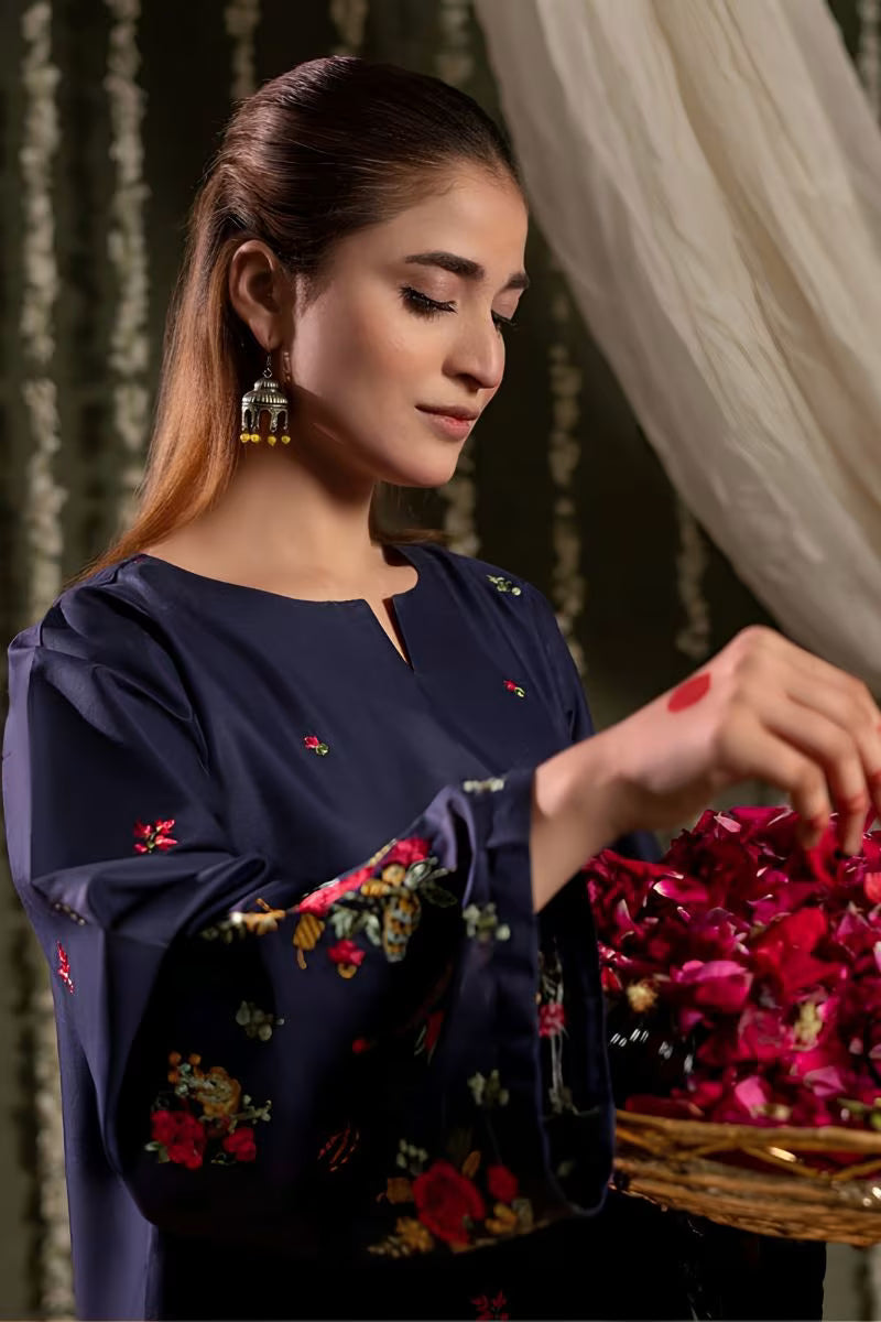 Bright Blue Embroided 2 Pc - HS - 082