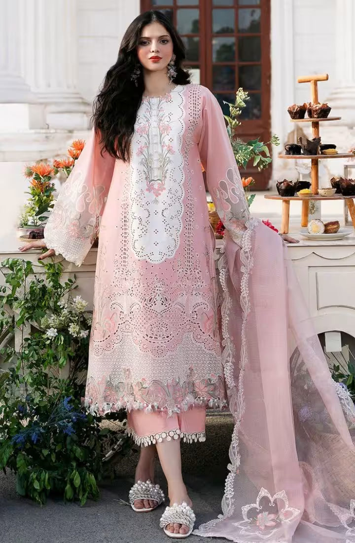 Clara - Bin Ilyas Embroidered Lawn Suit Unstitched 3 Piece - HS - 086