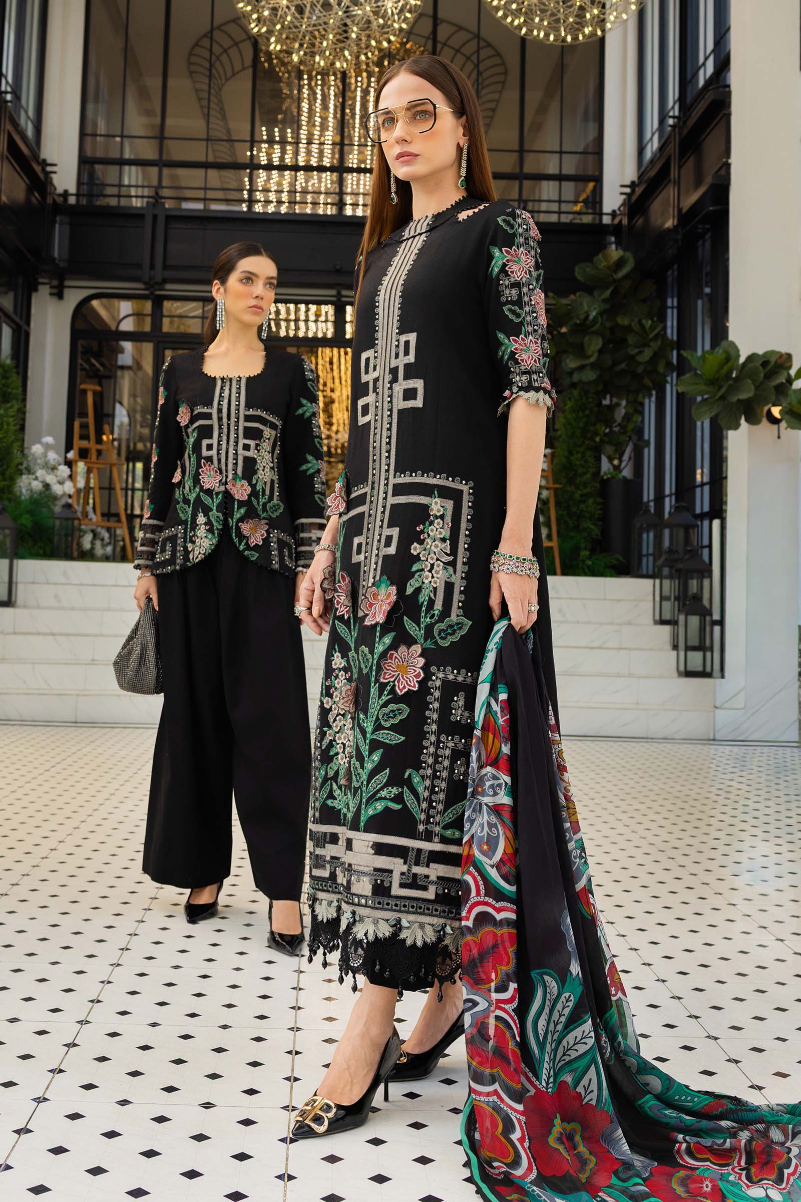 3 Piece Unstitched Embroidered Jacquard Dhanak Suit - HS - 0115