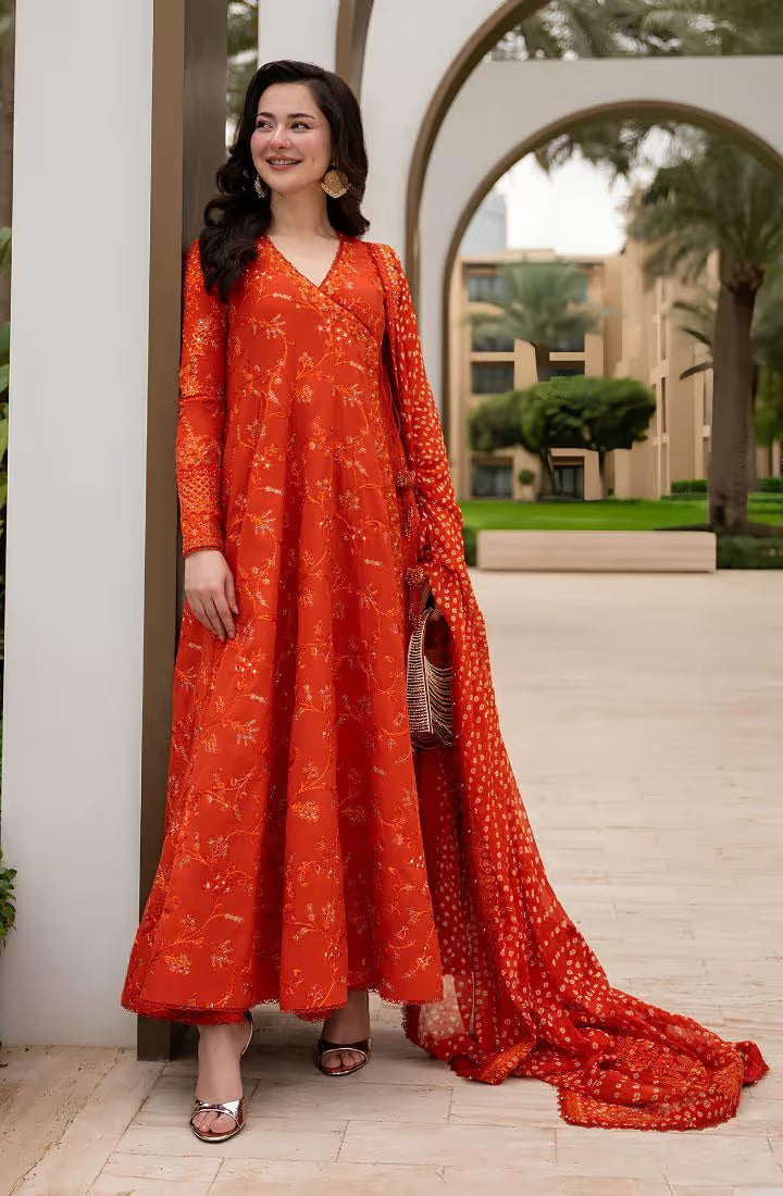 Denisa - Faiza Saqlain 3 Pc Luxury Lawn Embroidered Chunri Duppatta - HS - 083