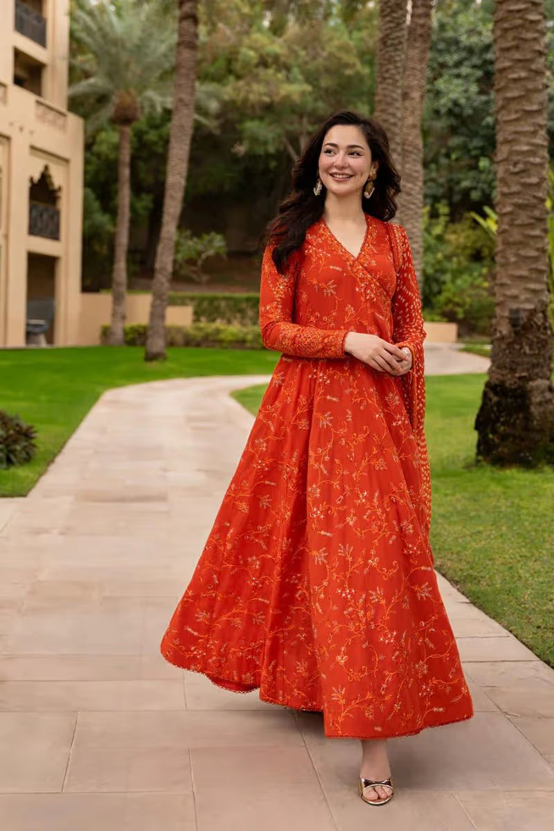 Denisa - Faiza Saqlain 3 Pc Luxury Lawn Embroidered Chunri Duppatta - HS - 083