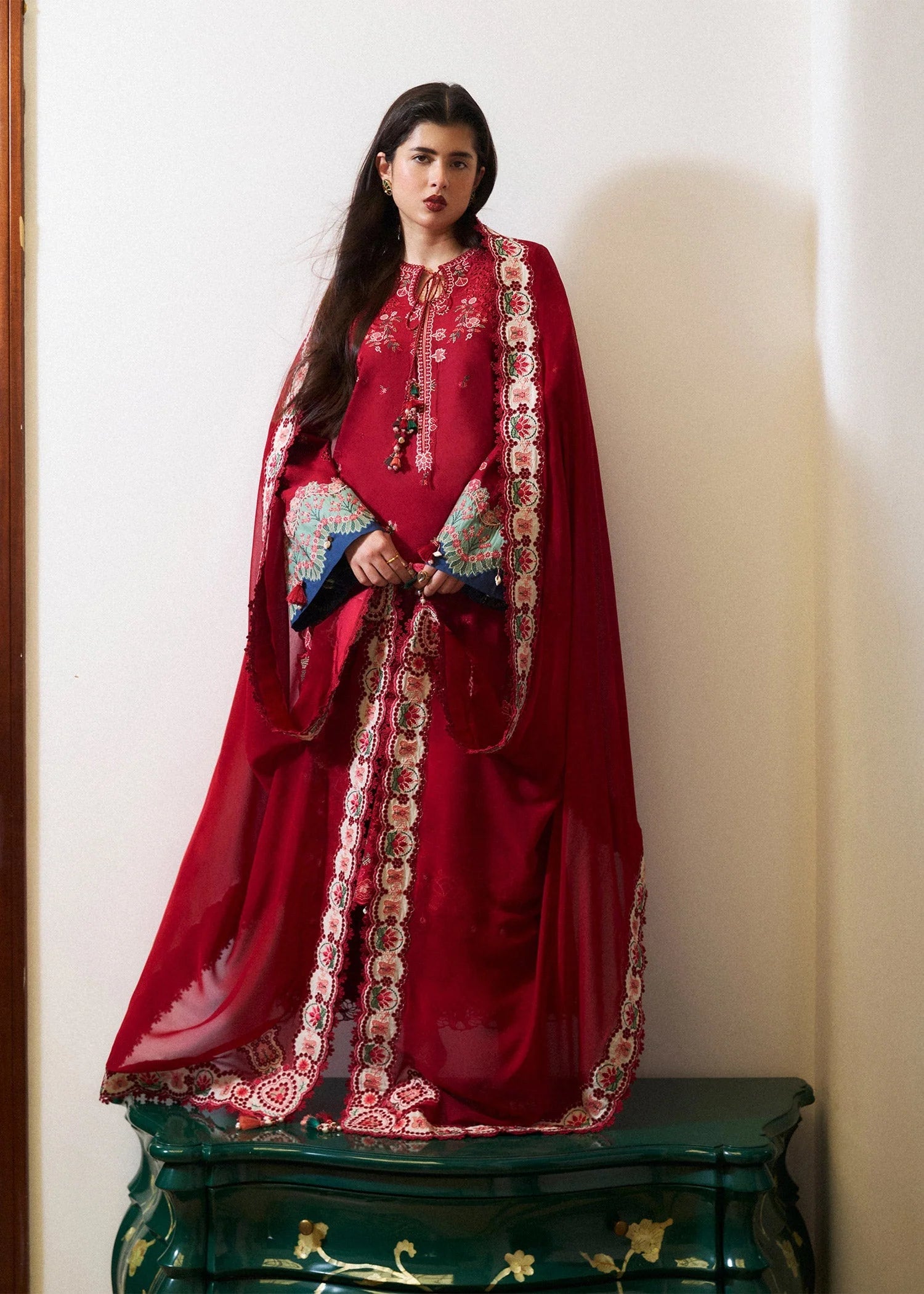 Hussain Rehar - Unstitched 3PC Dhanak Embroidered Suit - HS - 0135