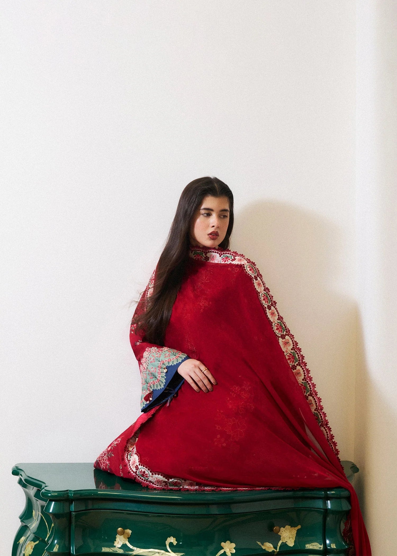 Hussain Rehar - Unstitched 3PC Dhanak Embroidered Suit - HS - 0135