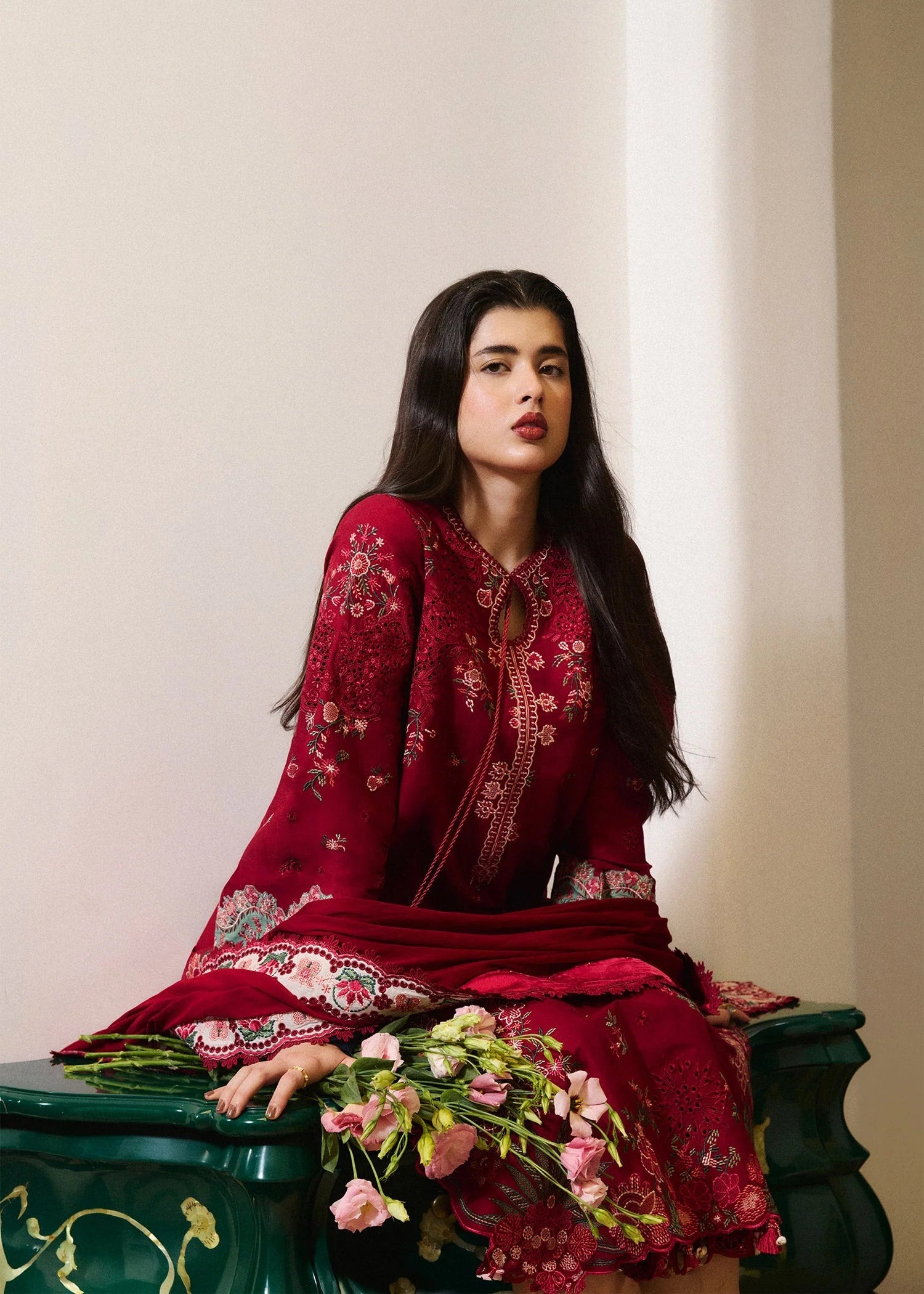 Hussain Rehar - Unstitched 3PC Dhanak Embroidered Suit - HS - 0135