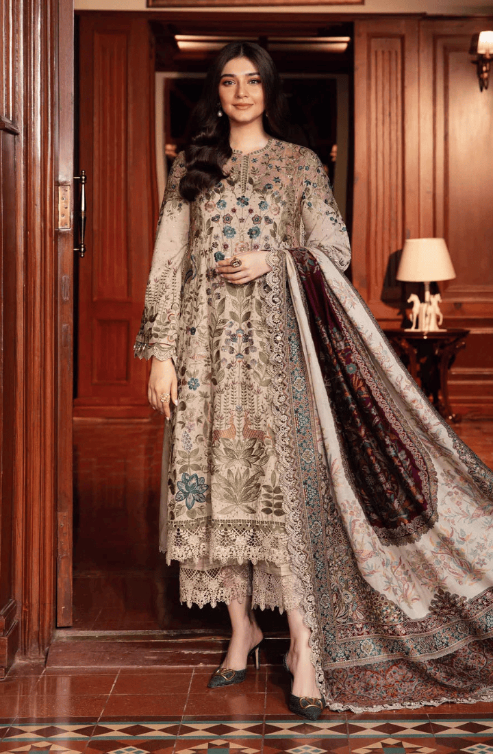 MARIA.B - 3PC Luxury Lawn Embroidered Suit - HS-018022