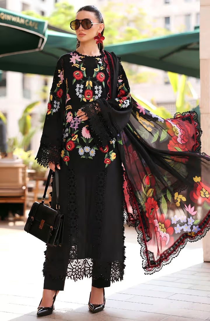 Maria B Unstitched Embroidered Luxury Lawn 3 Piece Suit - HS - 088
