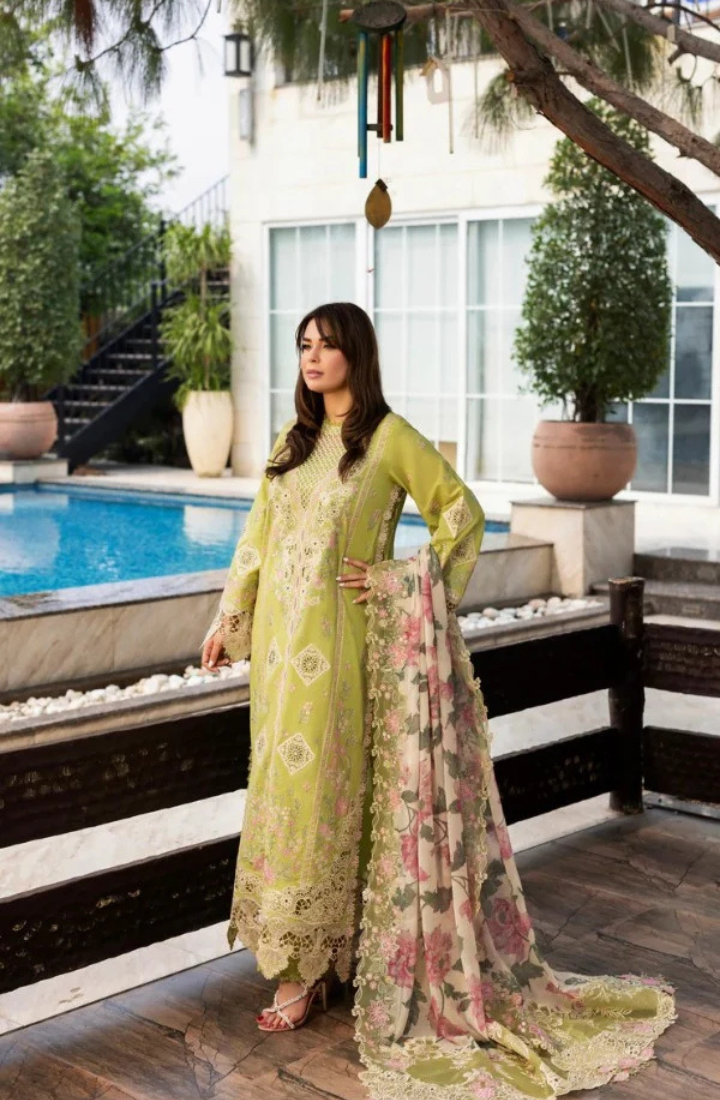 PINK PARROT – 3 Piece Embroidered Lawn – HS – 068