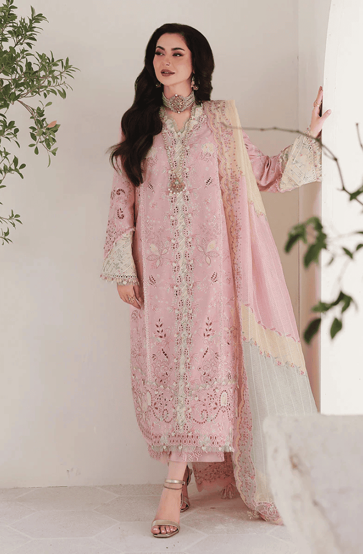 Qalamkar - 3PC Luxury Lawn Embroidered Suit - HS - 001