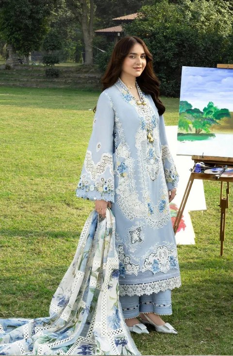 Elaf Premium Unstitched Embroidered Luxury Dhanak 3 Piece Suit - HS - 0120