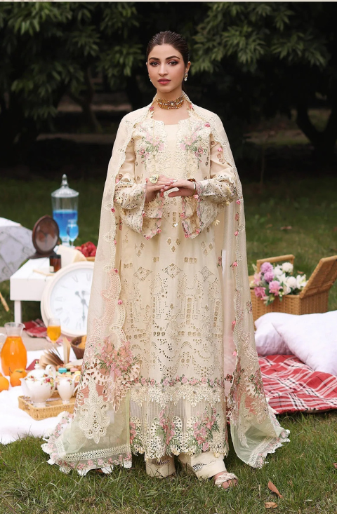 Zarnish - Luxury Dhanak 3PC Chikenkari Heavy Embroidered Suit - HS - 0132