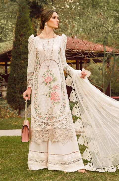 Maria.B Dhanak Embroidered 3 Piece Unstitched - HS - 0136