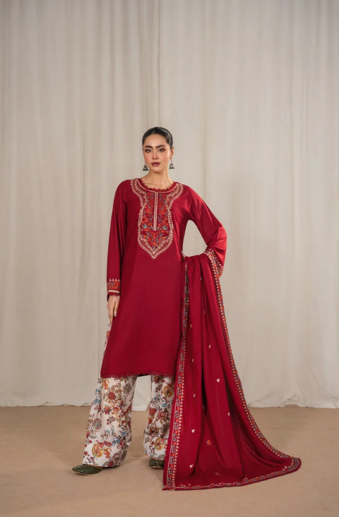 Kesar Dhanak embroidered 2 Piece Farshi - HS - 0137