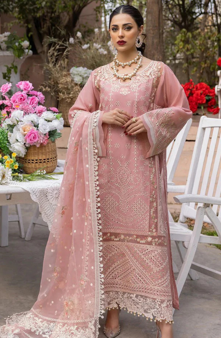 WHITE ROSE – 3 Piece Embroidered Lawn – HS – 054